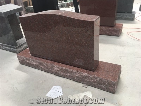 India Red Granite Upright Serp Top Memorial Monuments
