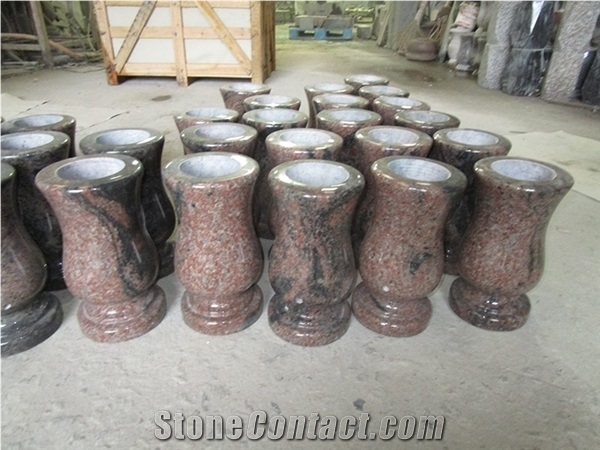 Indian Red Granite,Aurora,Cemetery Memorial Vase,Accessories