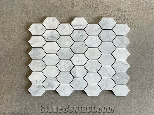 Natural Super White Quartzite Hexagon Mosaic Tile