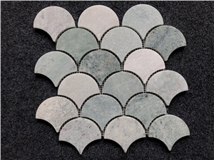 Polished Fish Scale Ming Green Marble Mosaic Tile