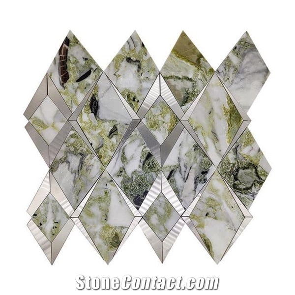 Premium Quality Green Marble Metal Mosaic Design