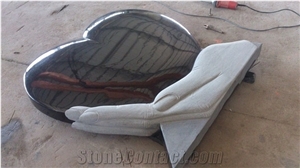 Shanxi Black Angel Monuments,Heart Tombstone,Absolute Black