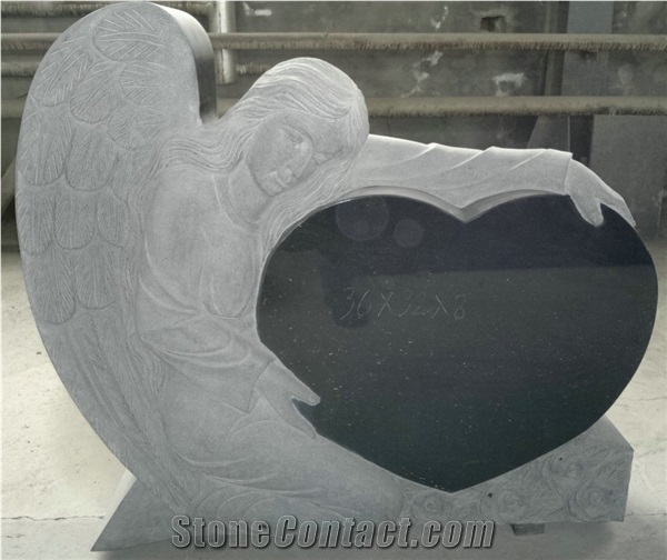 Shanxi Black Angel Monuments,Heart Tombstone,Absolute Black