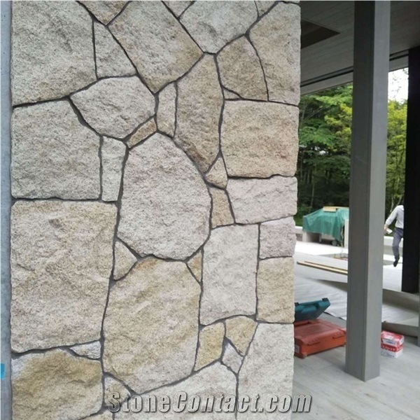 Yellow Granite Crazy Flag Stone Feature Wall Cladding
