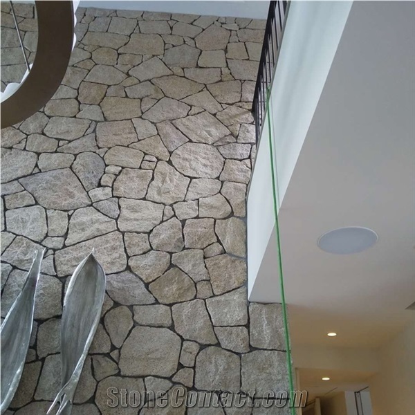 Yellow Granite Crazy Flag Stone Feature Wall Cladding