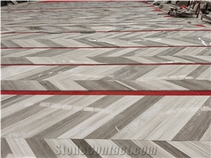 Athens White and Grey Wooden Marble Rhombus Flooring Tiles
