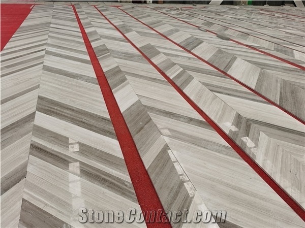 Athens White and Grey Wooden Marble Rhombus Flooring Tiles