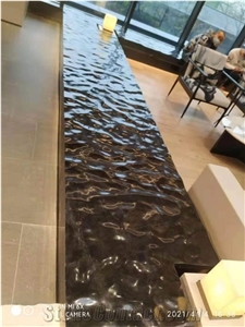 Black Nero Marquina Marble Unique Water Wave Design for Deco