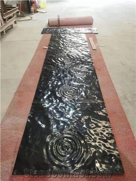 Black Nero Marquina Marble Unique Water Wave Design for Deco