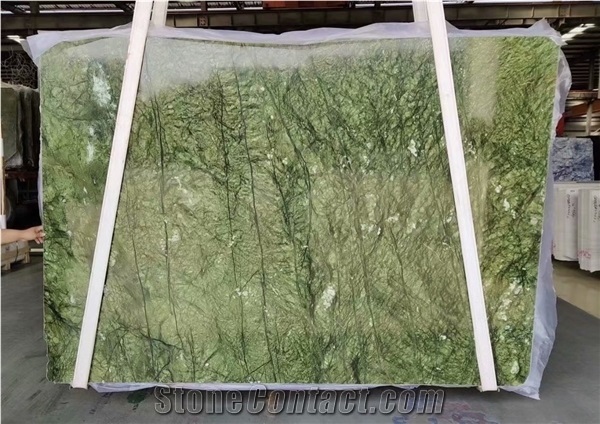 China Verde Ming Green Dandong Green Marble Slabs Tiles Tops