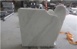China White Marble Angel Tombstone Monument Engrave Headtone
