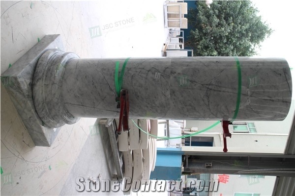 Customized High-End Villa Carrara White Marble Column Pillar