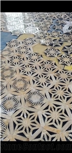 Honey Onyx Pattern Marble Waterjet Medallion Inlay Floor