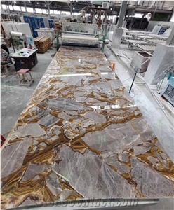 Modern Interior Decoration Luxury Stone Golden Marble Slabs