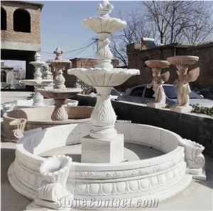 Outdoor Natural White Marble Carved Water Stone Fountains