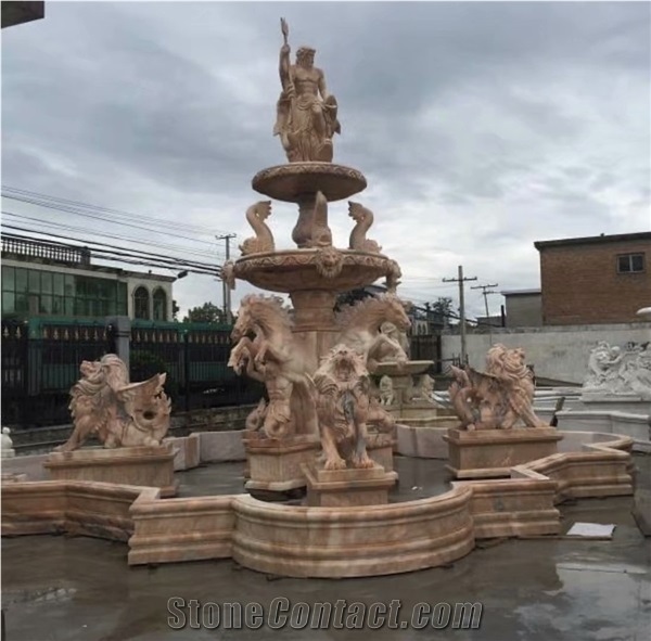 Red Marble Exterior Water Features Sculptured Fountains