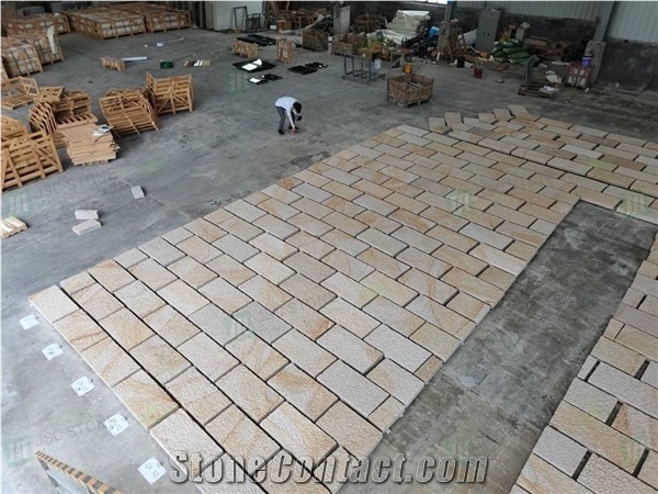 Rusty Gold Yellow Granite G682 Floor Tiles Paving Stone