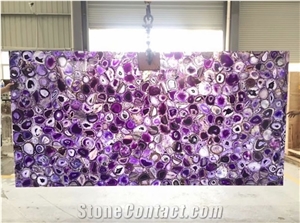 Semiprecious Stone Gemstone Purple Agate Custom Tiles Slabs