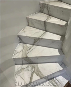 Statuario Venato Calacatt White Marble Step Stair