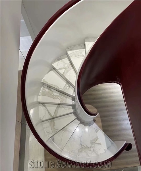 Statuario Venato Calacatt White Marble Step Stair