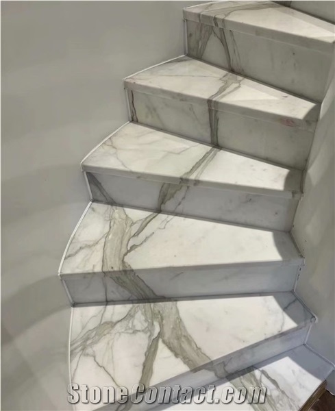 Statuario Venato Calacatta White Marble Step Stair