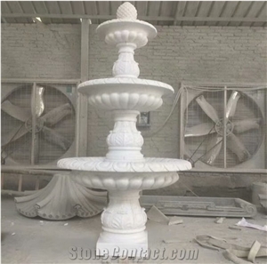 White Marble Carving Sculptured Fountains Stone Waterfall