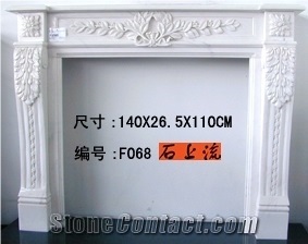 White Marble Indoor Carving Fireplace Design Customized