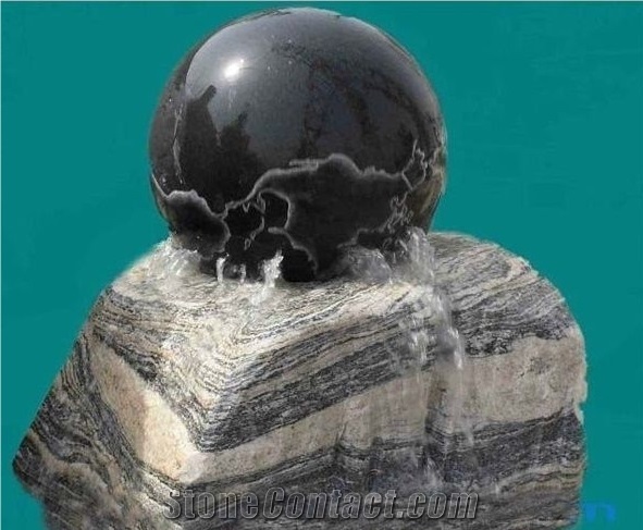 Yellow Marble Stone Sphere Fountain Marble Ball Fountain