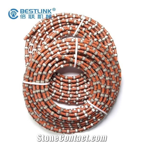 Rubberized Sintered Beads Diamond Wire for Granite Marble
