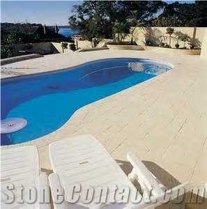 Natural Coral Stone Pool Pavers, Golden Coral / White Shell Stone Pool Terrace Pavement