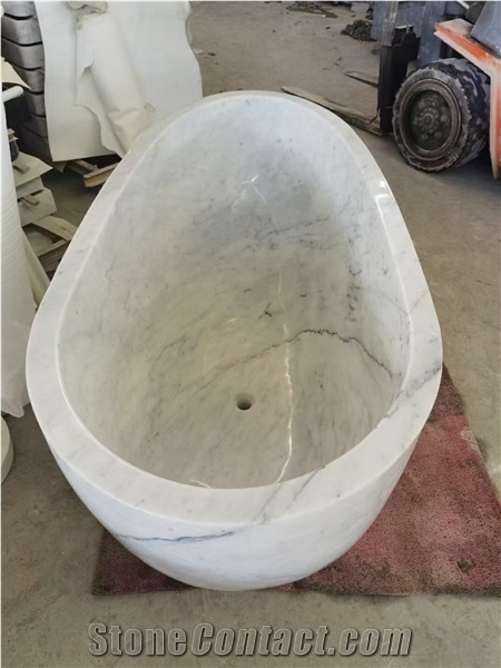 Black Quartz Engineered Calacatta White Bathrom Bathtub