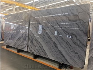 Bookmatched Bruce Grey Marble Slabs with Gray Vein