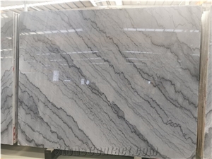 Bookmatched Bruce Grey Marble Slabs with Gray Vein