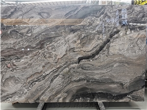 Bookmatched River Brown, Sea Wave Brown Marble