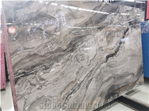 Bookmatched River Brown, Sea Wave Brown Marble