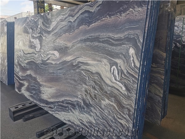 China Purple Landscape Shanshui Marble Slab,Wall Application