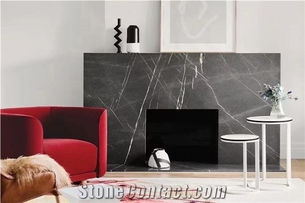 Chinese Pietry Grey Marble White Veins Slabs & Tiles
