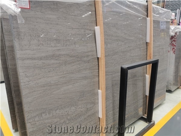 Crimea Ash Grey Wooden Veins Marble Slab Tile Project