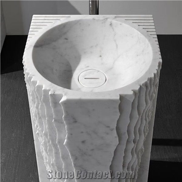 Customized Carrara White Marble Console Sinks