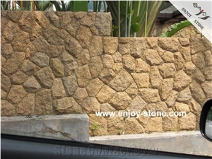 Yellow Granite Split Mushroom Mushroomed Garden Wall