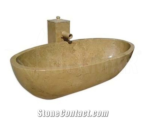 Bathtub Model 56, Beige Travertine Sink