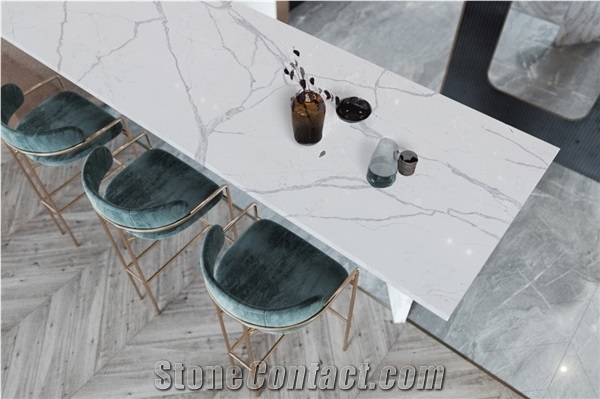 Calacatta White Quartz Stone Slabs Solid Surface