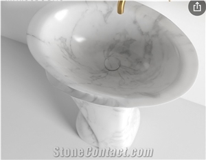 Carrara White Marble Oval Bath Sink