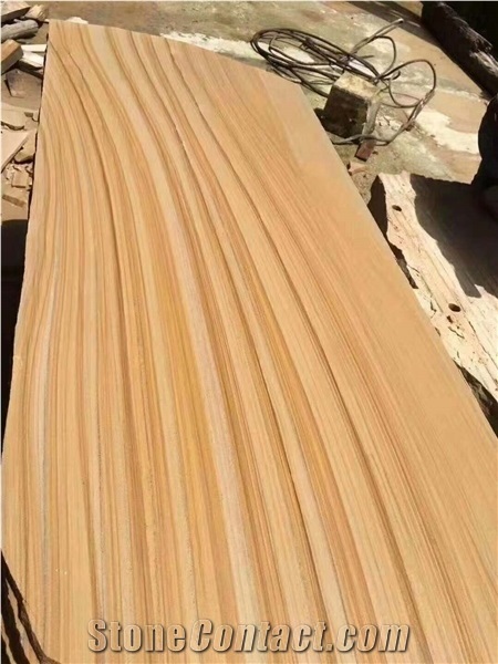 China Sichuan Yellow Wood Grain Sandstone Slab&Tile