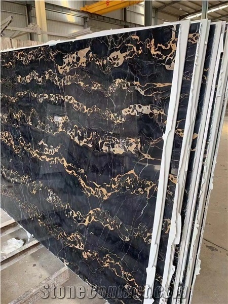 Italy Nero Portoro Marble for Interior Wall Floor Tile