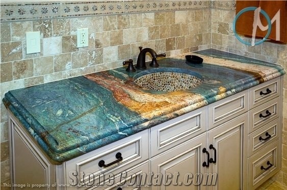Luise Van Gogh Blue Quartzite Slabs Kitchen Tiles