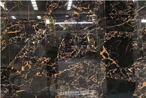 Athens Black Gold Flower Marble Polished Big Slabs & Tiles
