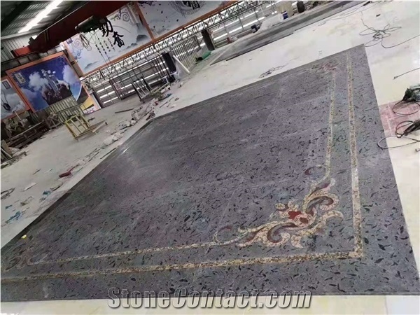 Brazil Versace Black Granite Leather Floor Covering Tiles
