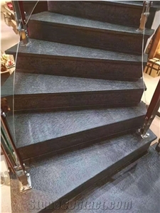 China Black Jade Marble Leather Stair Treads & Stone Steps