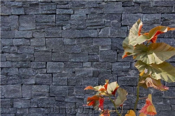 China Black Quartzite Split Cultural Stone Wall Tiles